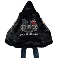 Custom American Flag Billiards Cloak with 8-Ball Wings and Camo Background - Wonder Print Shop