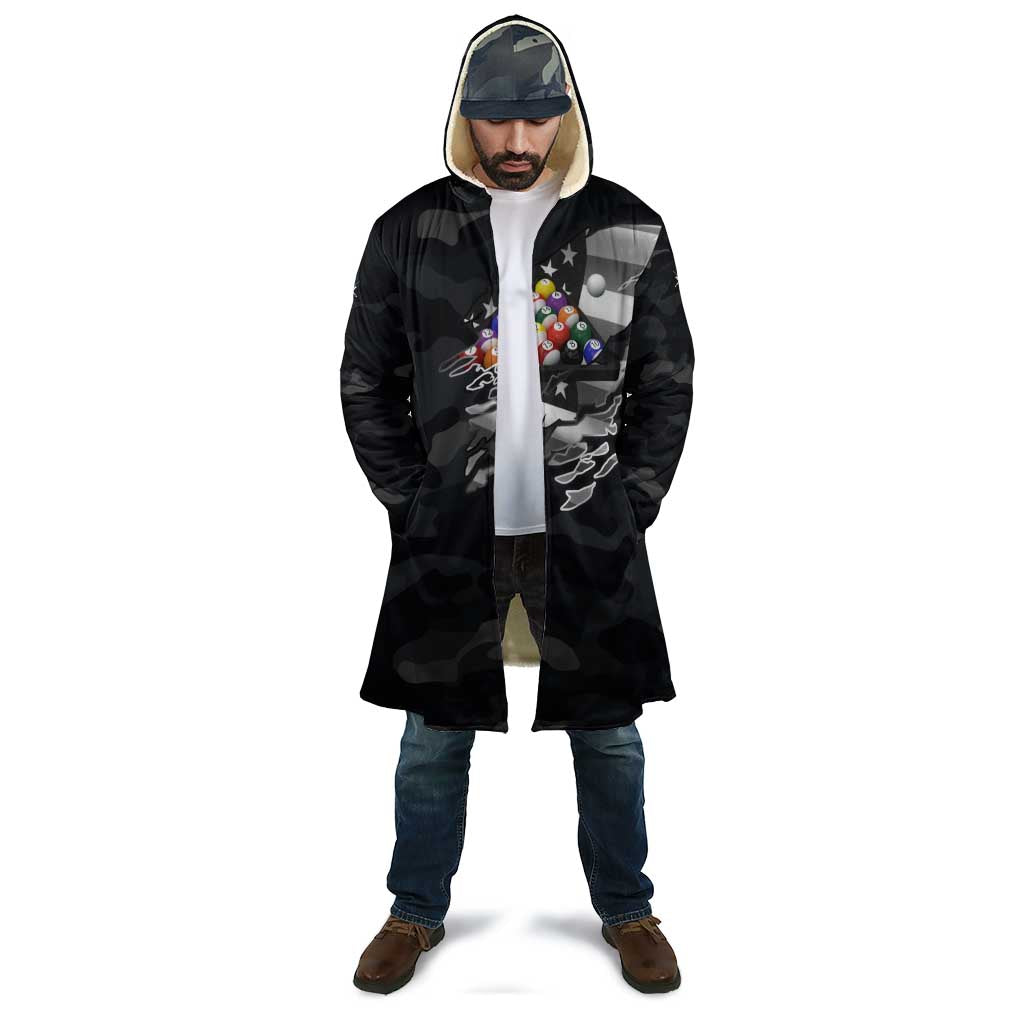 Custom American Flag Billiards Cloak with 8-Ball Wings and Camo Background - Wonder Print Shop