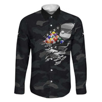 Custom American Flag Billiards Family Matching Off Shoulder Short Dress and Hawaiian Shirt with 8-Ball Wings and Camo Background - Wonder Print Shop
