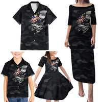 Custom American Flag Billiards Family Matching Puletasi and Hawaiian Shirt with 8-Ball Wings and Camo Background - Wonder Print Shop
