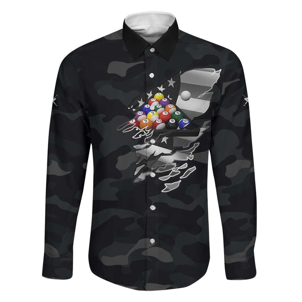 Custom American Flag Billiards Family Matching Short Sleeve Bodycon Dress and Hawaiian Shirt with 8-Ball Wings and Camo Background - Wonder Print Shop