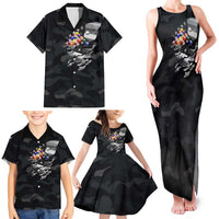 Custom American Flag Billiards Family Matching Tank Maxi Dress and Hawaiian Shirt with 8-Ball Wings and Camo Background - Wonder Print Shop