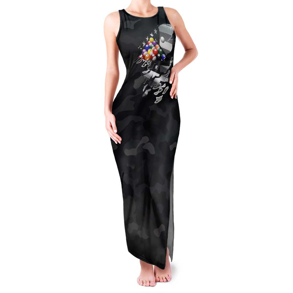 Custom American Flag Billiards Family Matching Tank Maxi Dress and Hawaiian Shirt with 8-Ball Wings and Camo Background - Wonder Print Shop