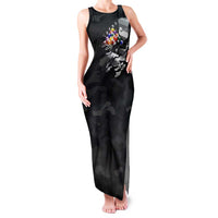 Custom American Flag Billiards Family Matching Tank Maxi Dress and Hawaiian Shirt with 8-Ball Wings and Camo Background - Wonder Print Shop