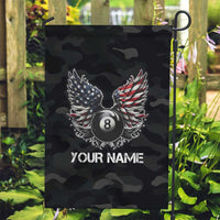 Custom American Flag Billiards Garden Flag with 8-Ball Wings and Camo Background - Wonder Print Shop