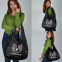 Custom American Flag Billiards Grocery Bag with 8-Ball Wings and Camo Background - Wonder Print Shop