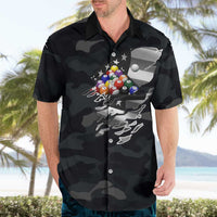 Custom American Flag Billiards Hawaiian Shirt with 8-Ball Wings and Camo Background - Wonder Print Shop