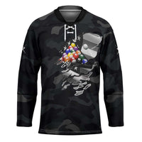 Custom American Flag Billiards Hockey Jersey with 8-Ball Wings and Camo Background - Wonder Print Shop