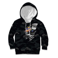 Custom American Flag Billiards Kid Hoodie with 8-Ball Wings and Camo Background - Wonder Print Shop