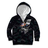 Custom American Flag Billiards Kid Hoodie with 8-Ball Wings and Camo Background - Wonder Print Shop