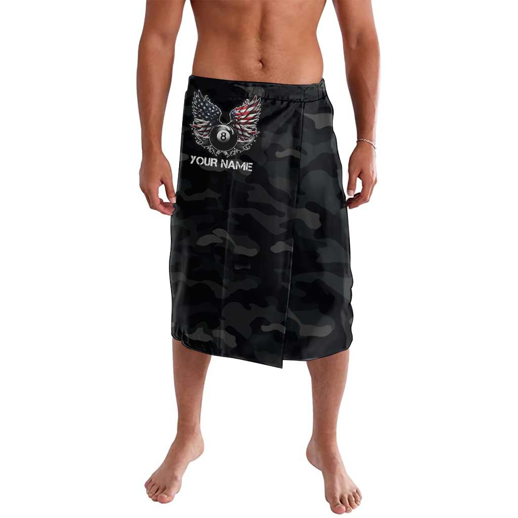 Custom American Flag Billiards Lavalava with 8-Ball Wings and Camo Background - Wonder Print Shop