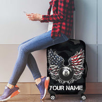 Custom American Flag Billiards Luggage Cover with 8-Ball Wings and Camo Background - Wonder Print Shop