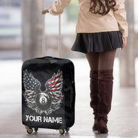 Custom American Flag Billiards Luggage Cover with 8-Ball Wings and Camo Background - Wonder Print Shop
