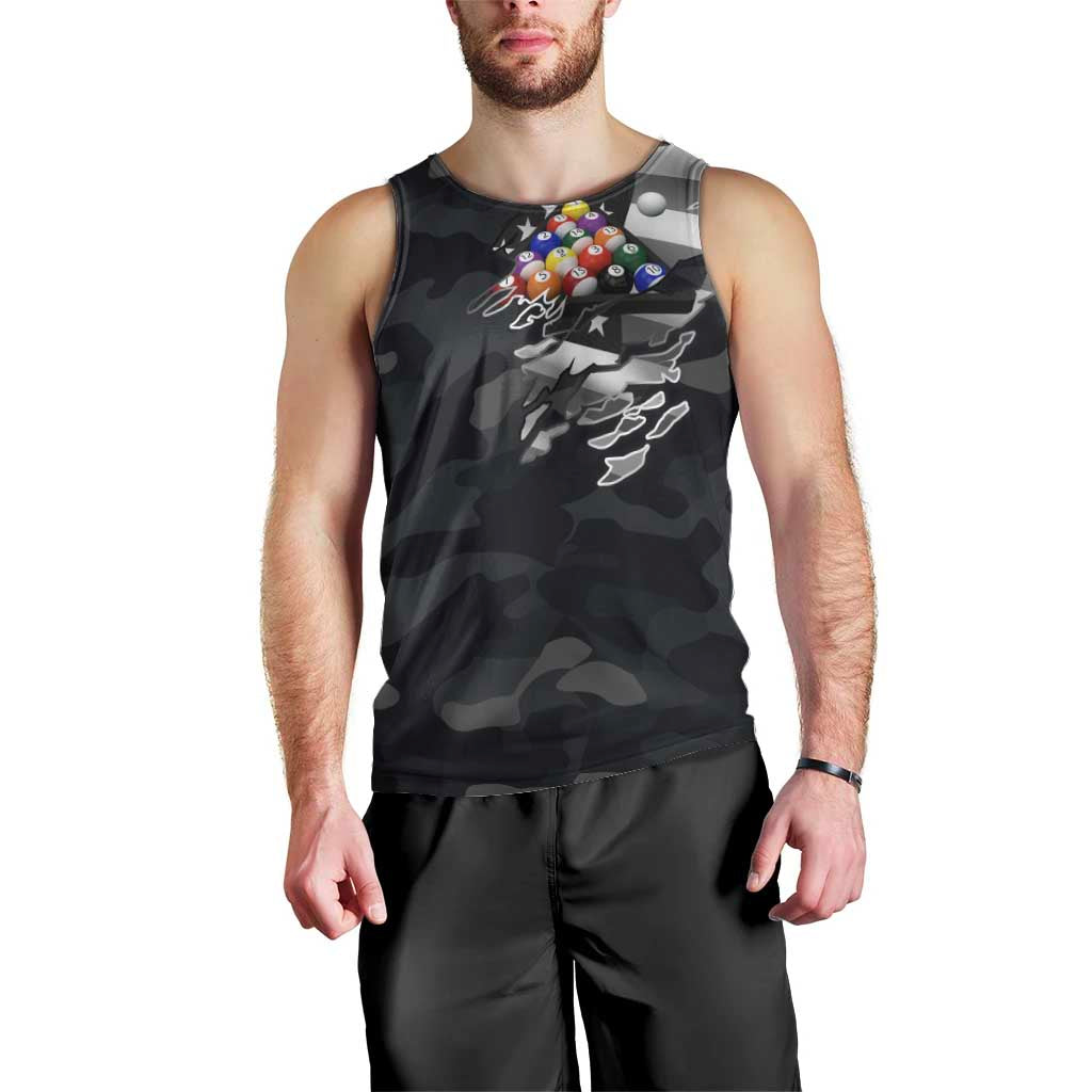 Custom American Flag Billiards Men Tank Top with 8-Ball Wings and Camo Background - Wonder Print Shop