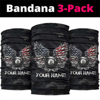 Custom American Flag Billiards Neck Gaiter with 8-Ball Wings and Camo Background - Wonder Print Shop