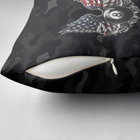 Custom American Flag Billiards Pillow Cover with 8-Ball Wings and Camo Background - Wonder Print Shop