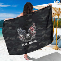 Custom American Flag Billiards Sarong with 8-Ball Wings and Camo Background - Wonder Print Shop