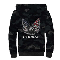 Custom American Flag Billiards Sherpa Hoodie with 8-Ball Wings and Camo Background - Wonder Print Shop