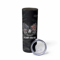 Custom American Flag Billiards Skinny Tumbler with 8-Ball Wings and Camo Background - Wonder Print Shop