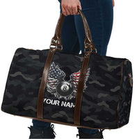 Custom American Flag Billiards Travel Bag with 8-Ball Wings and Camo Background - Wonder Print Shop