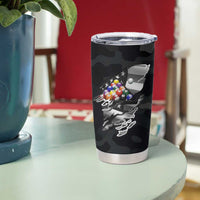 Custom American Flag Billiards Tumbler Cup with 8-Ball Wings and Camo Background - Wonder Print Shop