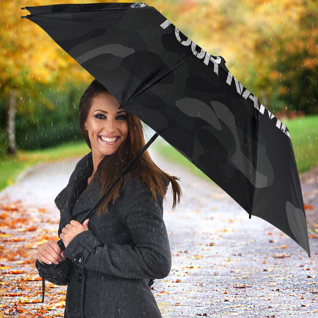 Custom American Flag Billiards Umbrella with 8-Ball Wings and Camo Background - Wonder Print Shop