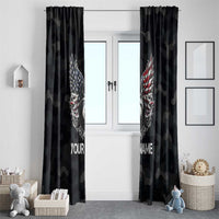 Custom American Flag Billiards Window Curtain with 8-Ball Wings and Camo Background - Wonder Print Shop