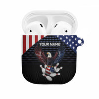 Custom Patriotic Bowling AirPods Case with Bald Eagle, American Flag Bowling Ball - Wonder Print Shop
