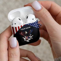 Custom Patriotic Bowling AirPods Case with Bald Eagle, American Flag Bowling Ball - Wonder Print Shop