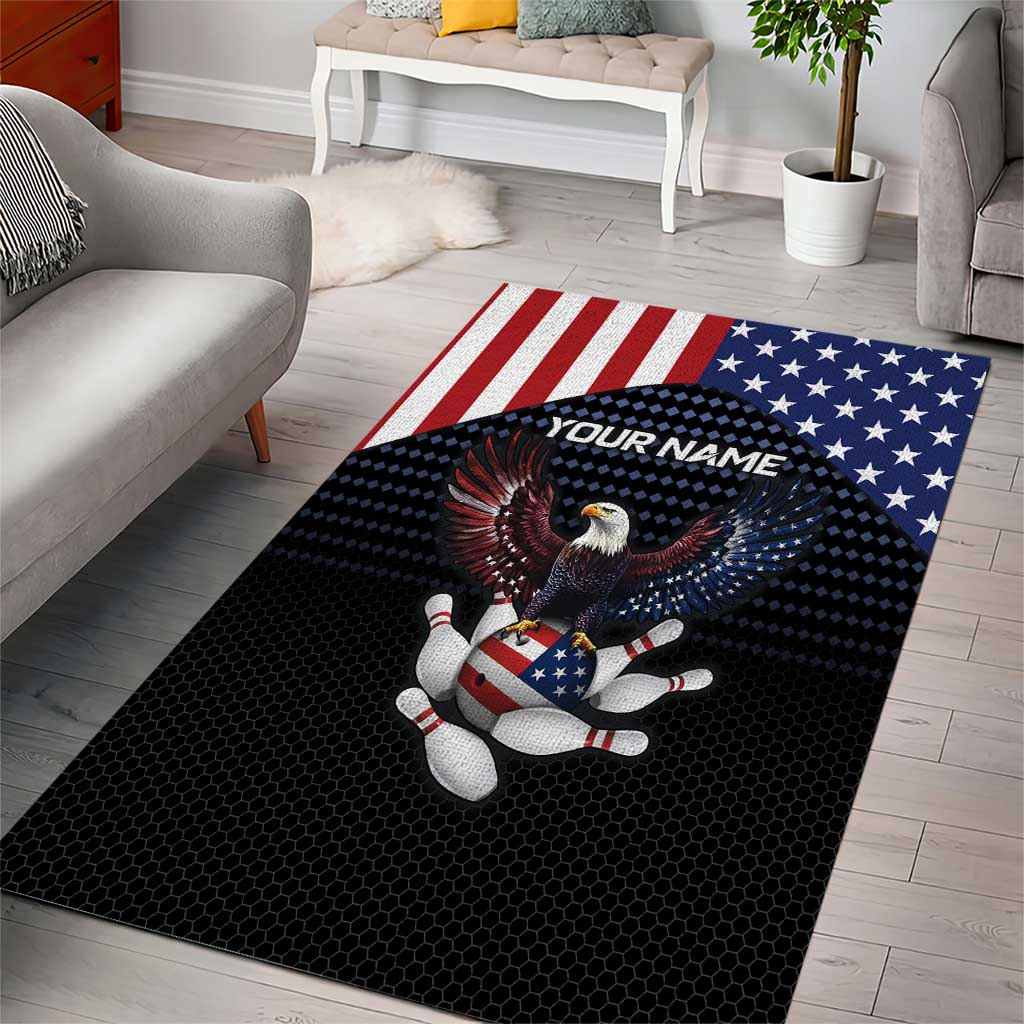 Custom Patriotic Bowling Area Rug with Bald Eagle, American Flag Bowling Ball - Wonder Print Shop