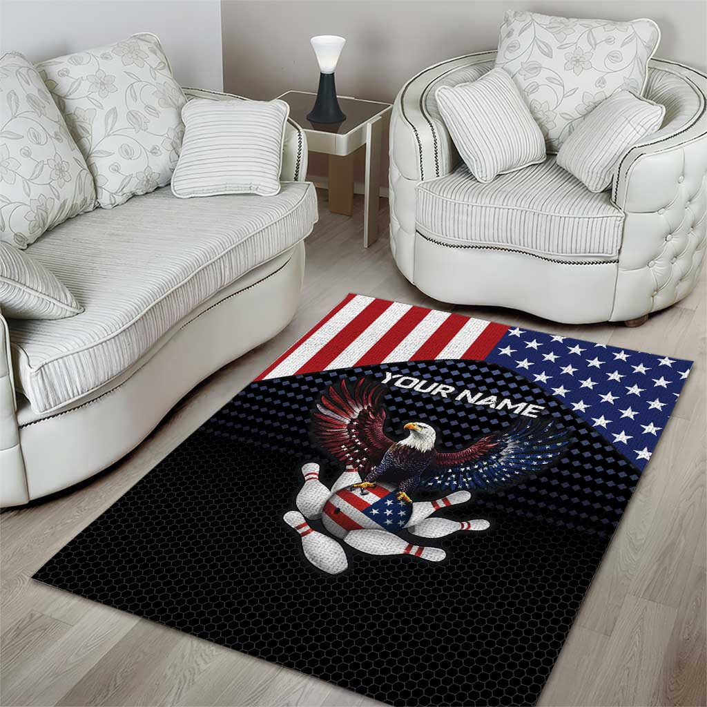 Custom Patriotic Bowling Area Rug with Bald Eagle, American Flag Bowling Ball - Wonder Print Shop