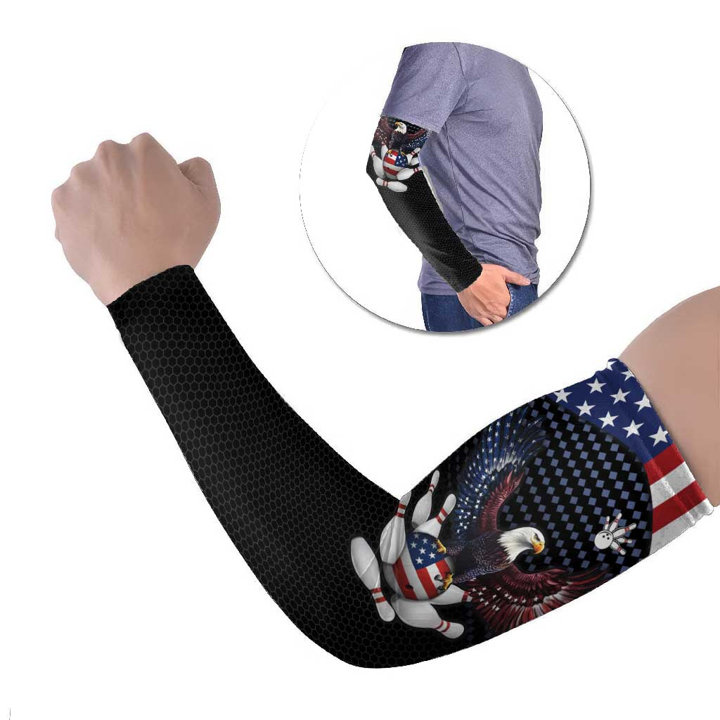 Custom Patriotic Bowling Arm Sleeves with Bald Eagle, American Flag Bowling Ball - Wonder Print Shop