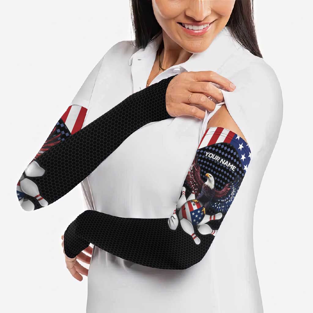Custom Patriotic Bowling Arm Sleeves with Bald Eagle, American Flag Bowling Ball - Wonder Print Shop