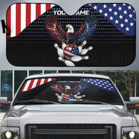 Custom Patriotic Bowling Auto Sun Shade with Bald Eagle, American Flag Bowling Ball - Wonder Print Shop