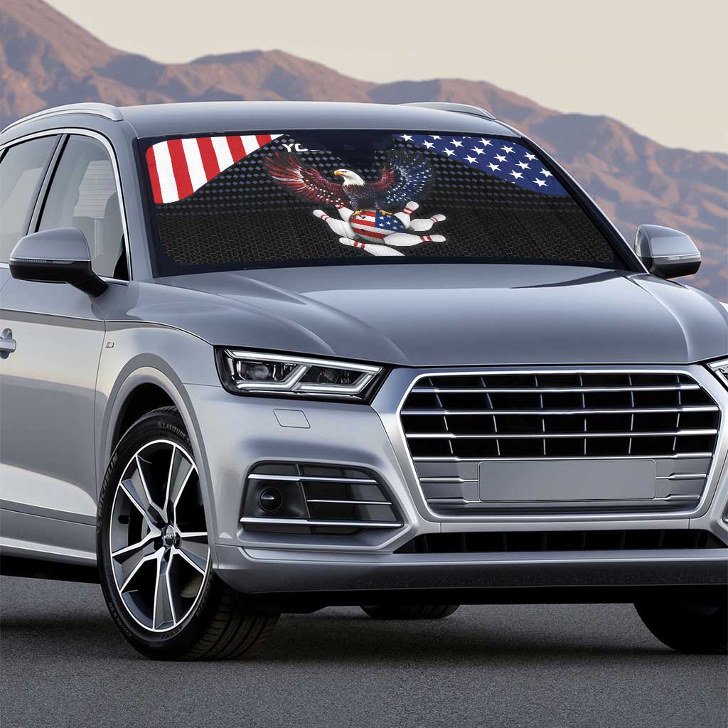 Custom Patriotic Bowling Auto Sun Shade with Bald Eagle, American Flag Bowling Ball - Wonder Print Shop