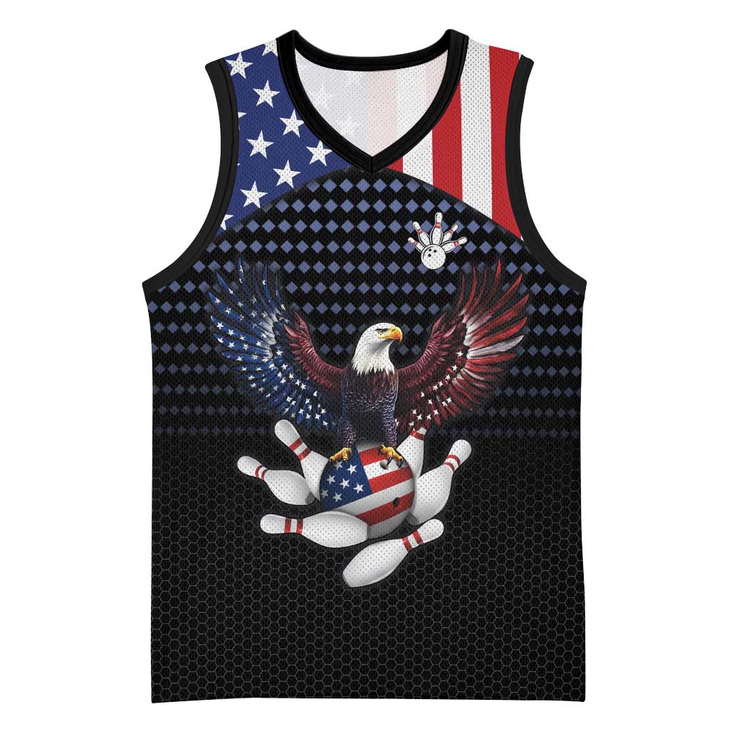 Custom Patriotic Bowling Basketball Jersey with Bald Eagle, American Flag Bowling Ball - Wonder Print Shop