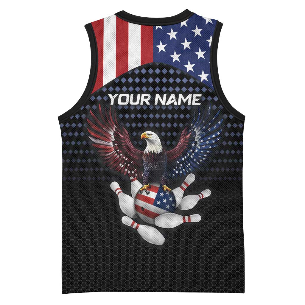 Custom Patriotic Bowling Basketball Jersey with Bald Eagle, American Flag Bowling Ball - Wonder Print Shop