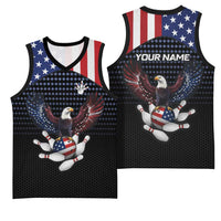 Custom Patriotic Bowling Basketball Jersey with Bald Eagle, American Flag Bowling Ball - Wonder Print Shop