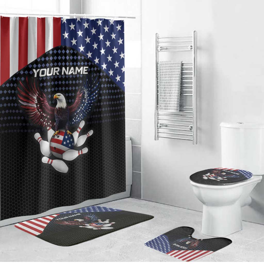 Custom Patriotic Bowling Bathroom Set with Bald Eagle, American Flag Bowling Ball - Wonder Print Shop