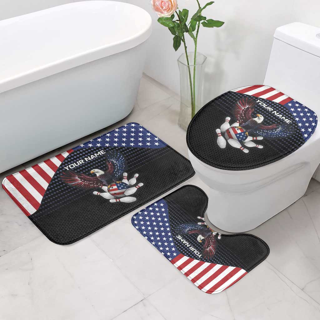 Custom Patriotic Bowling Bathroom Set with Bald Eagle, American Flag Bowling Ball - Wonder Print Shop