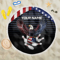 Custom Patriotic Bowling Beach Blanket with Bald Eagle, American Flag Bowling Ball - Wonder Print Shop