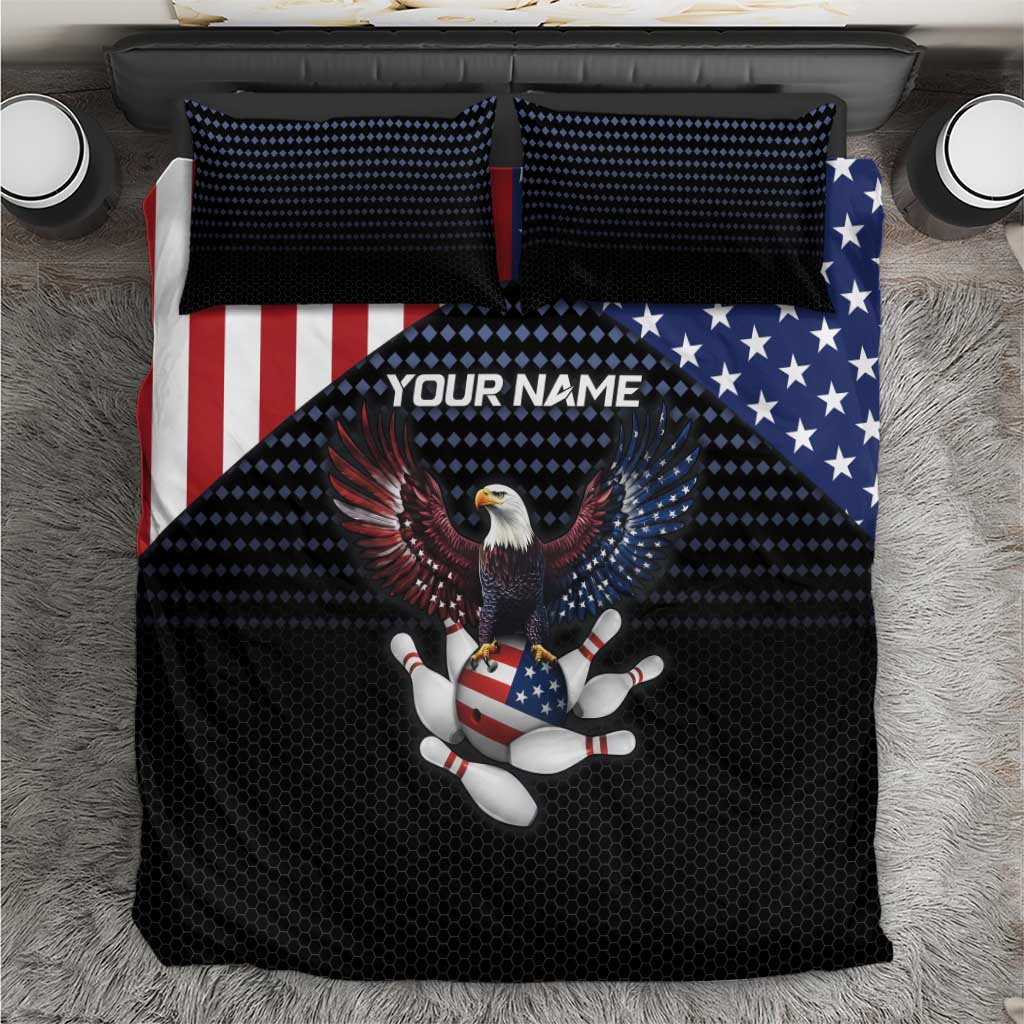 Custom Patriotic Bowling Bedding Set with Bald Eagle, American Flag Bowling Ball - Wonder Print Shop