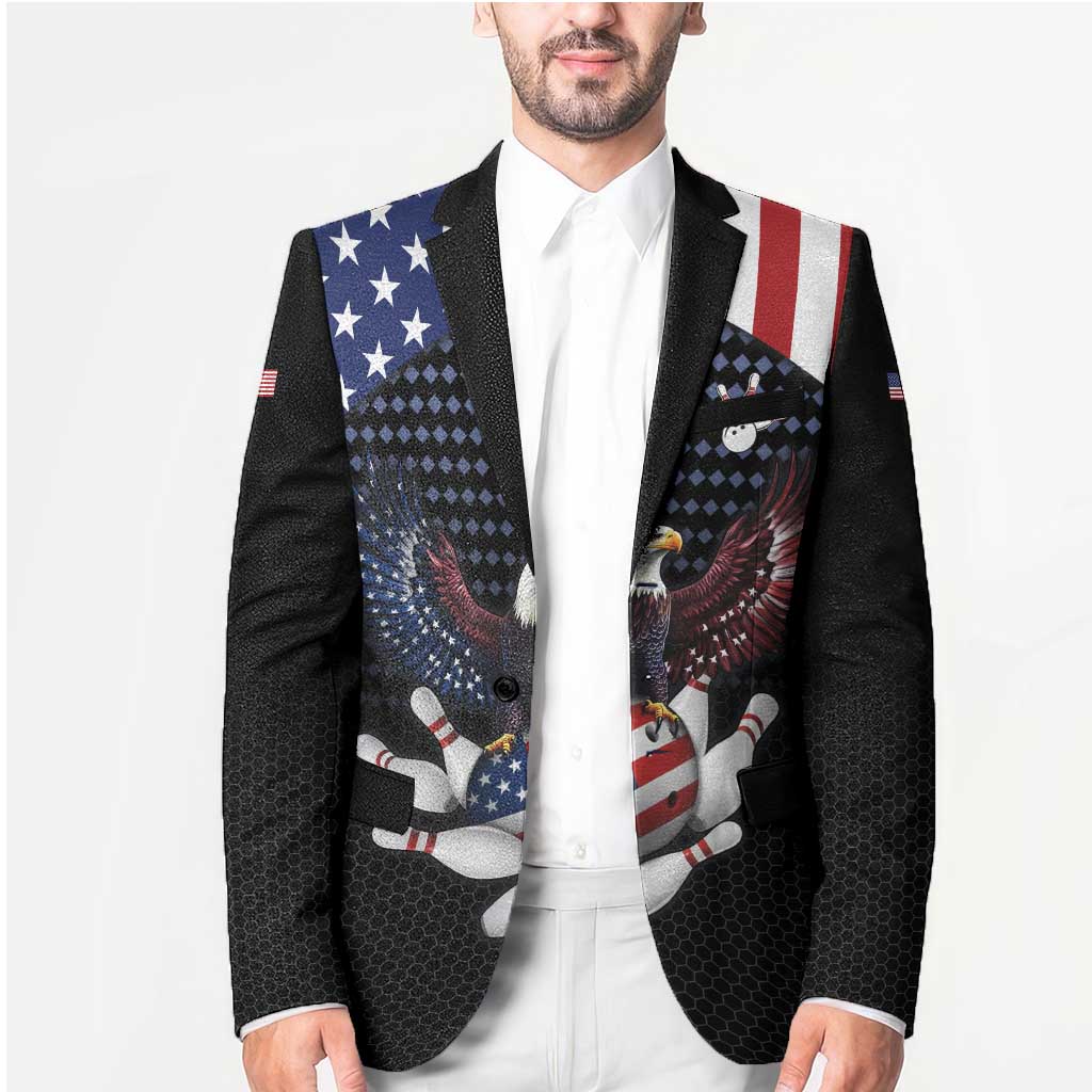 Custom Patriotic Bowling Blazer with Bald Eagle, American Flag Bowling Ball - Wonder Print Shop