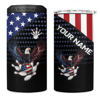 Custom Patriotic Bowling 4 in 1 Can Cooler Tumbler with Bald Eagle, American Flag Bowling Ball - Wonder Print Shop