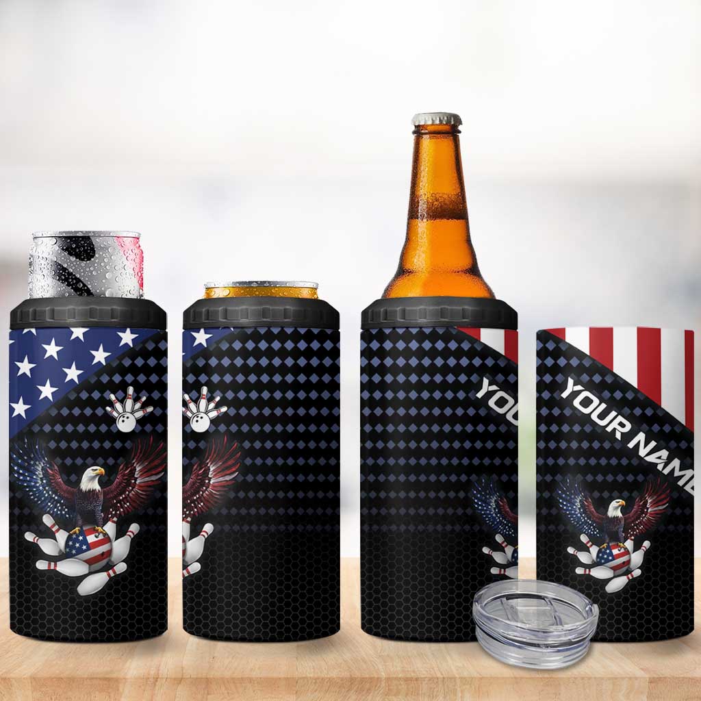 Custom Patriotic Bowling 4 in 1 Can Cooler Tumbler with Bald Eagle, American Flag Bowling Ball - Wonder Print Shop