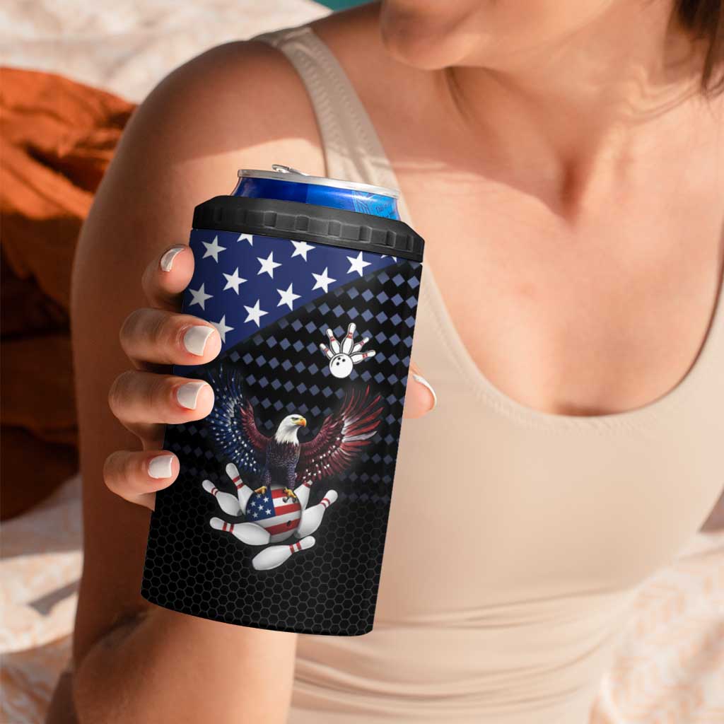 Custom Patriotic Bowling 4 in 1 Can Cooler Tumbler with Bald Eagle, American Flag Bowling Ball - Wonder Print Shop