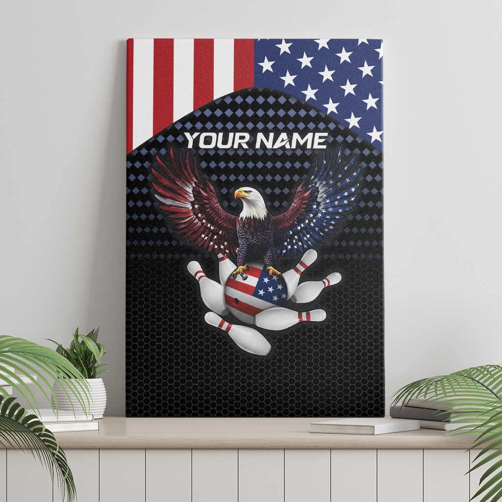 Custom Patriotic Bowling Canvas Wall Art with Bald Eagle, American Flag Bowling Ball - Wonder Print Shop