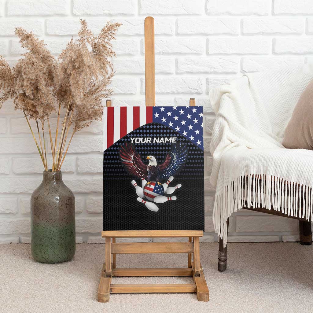 Custom Patriotic Bowling Canvas Wall Art with Bald Eagle, American Flag Bowling Ball - Wonder Print Shop