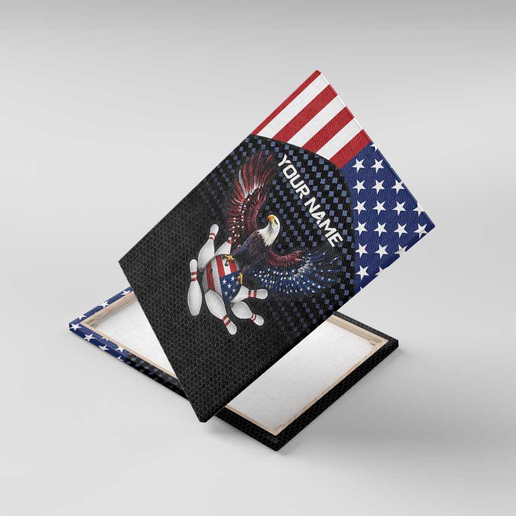 Custom Patriotic Bowling Canvas Wall Art with Bald Eagle, American Flag Bowling Ball - Wonder Print Shop