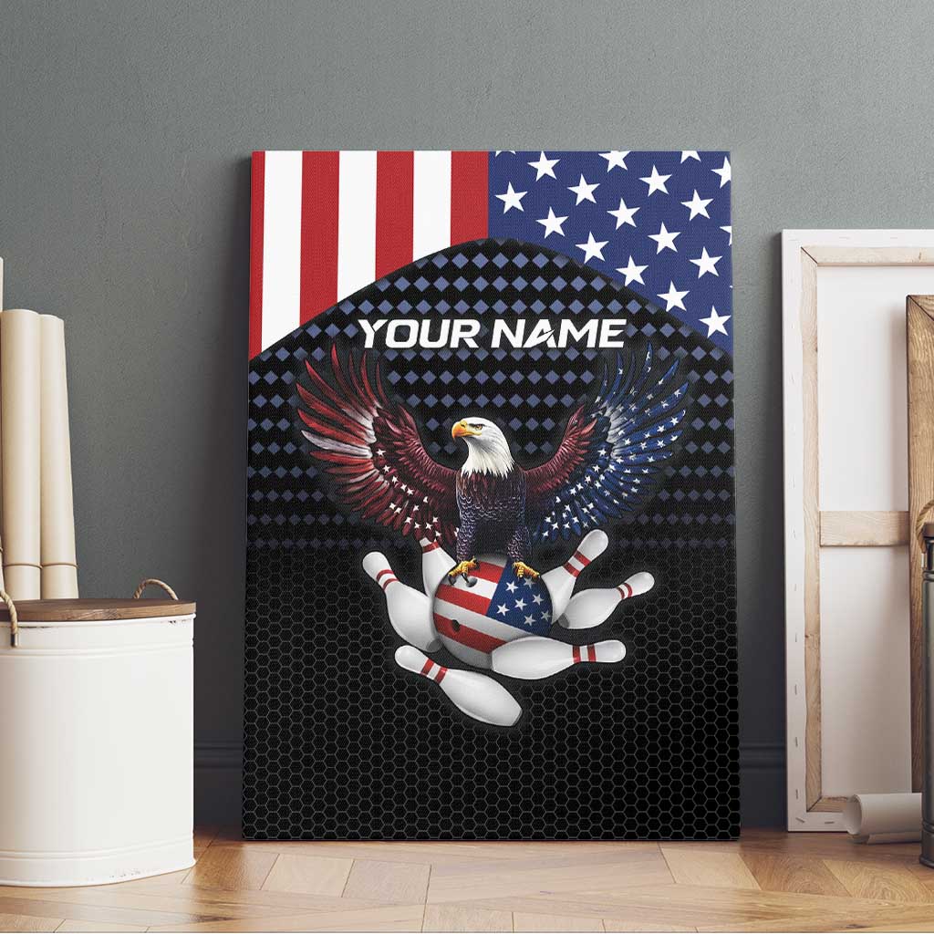 Custom Patriotic Bowling Canvas Wall Art with Bald Eagle, American Flag Bowling Ball - Wonder Print Shop